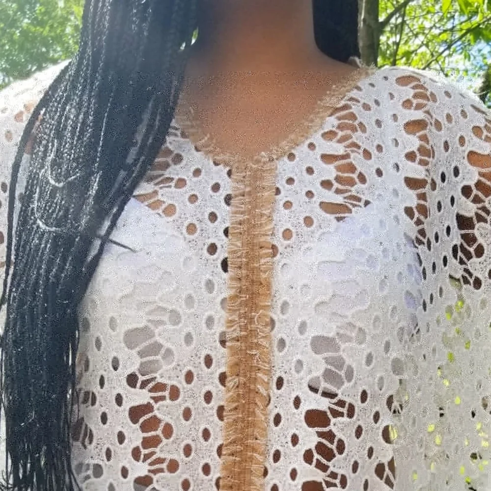 ✨️Bohemian Vibes✨️  Limited quantities! Ecru Crochet Kaftan w/ Wooden Beads - Picture 14 of 17